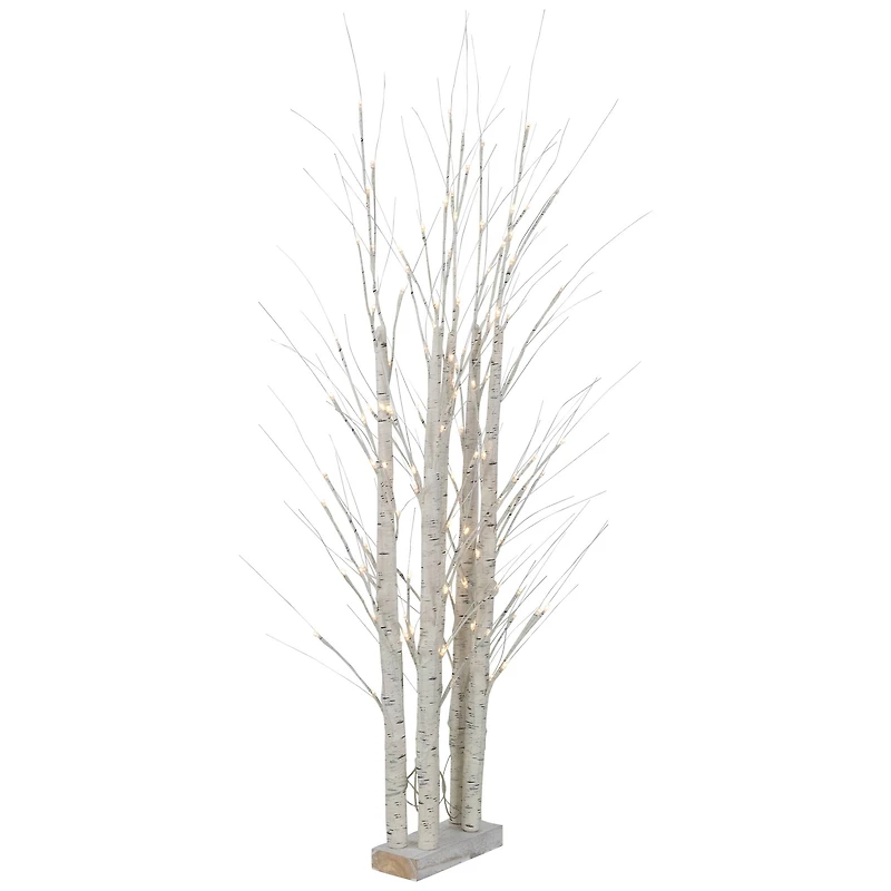 4ft. Pre-Lit White Birch Twig Tree Cluster Christmas Decoration, Warm White LED Lights