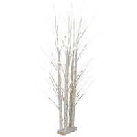 4ft. Pre-Lit White Birch Twig Tree Cluster Christmas Decoration, Warm White LED Lights