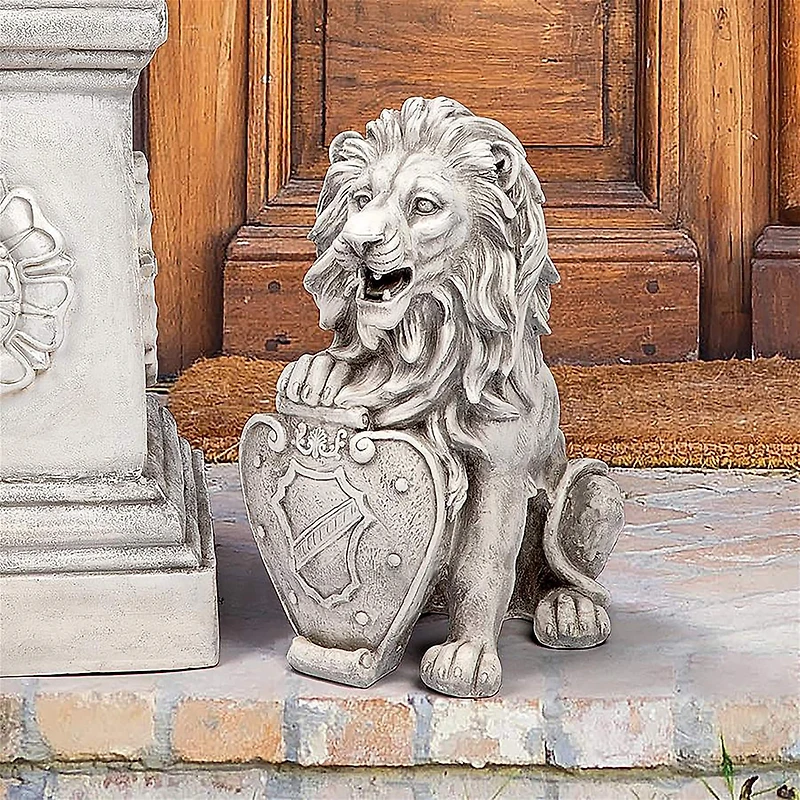 Design Toscano 17" Right Paw Up Roaring Beasts of Castello di Rocca Lion Sentinel Statue