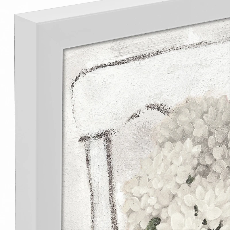 Farmhouse Hydrangeas White Framed Canvas