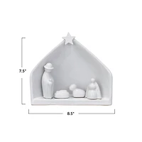 Hello Honey® 8.5" White Reactive Glaze Stoneware Nativity Set