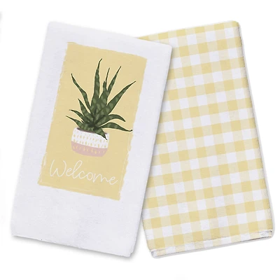 Welcome House Plant Tea 16" x 25" Towel Set of 2