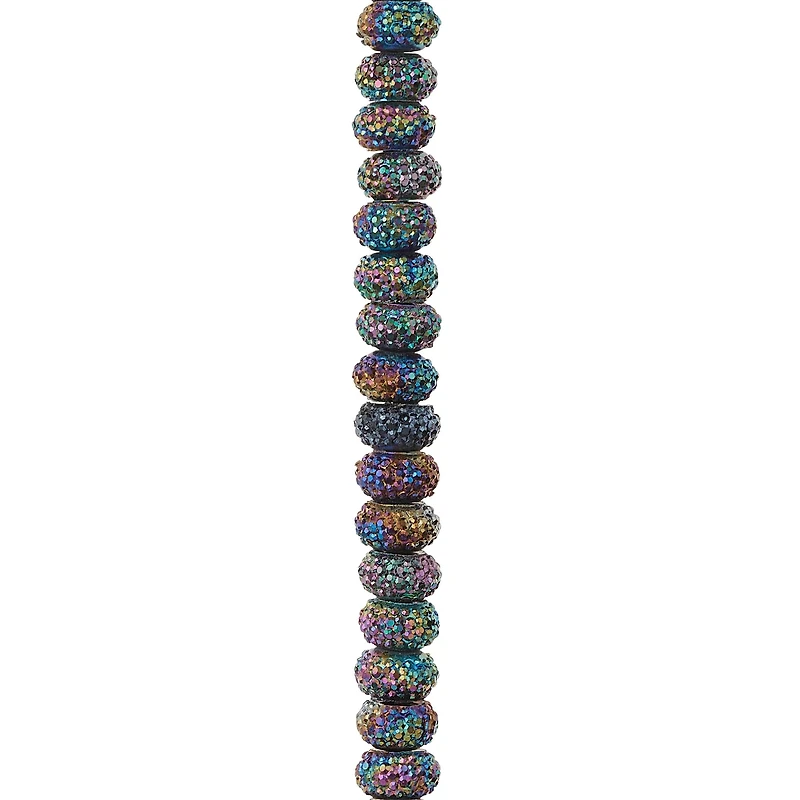 Blue Iridescent Resin Rondel Beads, 8mm by Bead Landing™