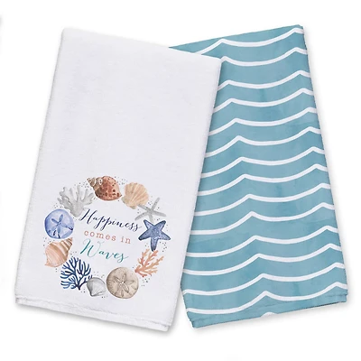 Happiness Comes in Waves Tea Towel Set