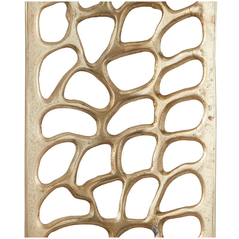 Gold Aluminum Cutouts Abstract Wall Decor Set of 2 7", 22"