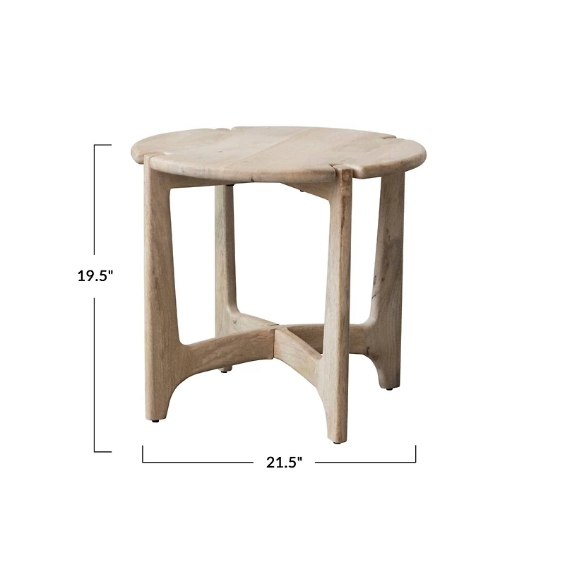Hello Honey® 21.5" Natural Mango Wood Table with Interlocking Base & Bleached Finish