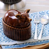 Martha Stewart 6" Brown Ceramic Pig Oval Baker