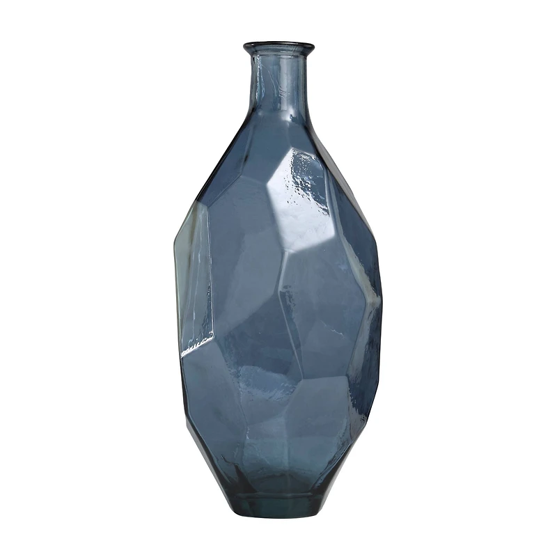 24" Blue Recycled Glass Tall Spanish Bottleneck Vase