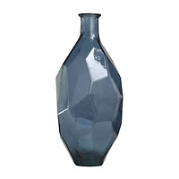 24" Blue Recycled Glass Tall Spanish Bottleneck Vase