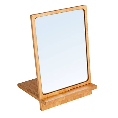 Hello Honey® 9.75" Natural Rubberwood Reflections Desk Mirror