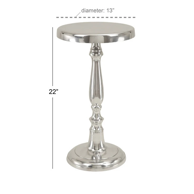 Silver Aluminum Traditional Accent Table