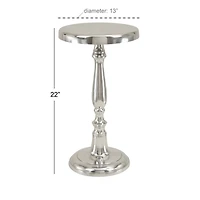 Silver Aluminum Traditional Accent Table