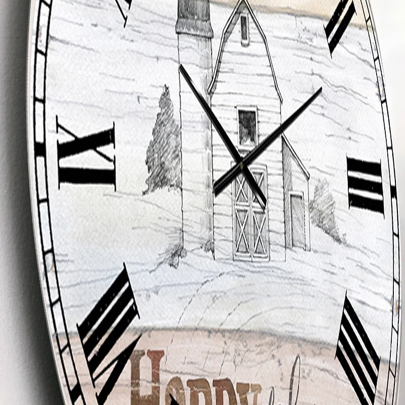 Designart 'Farmhouse Moment Barns Farmhouse Wall Clock