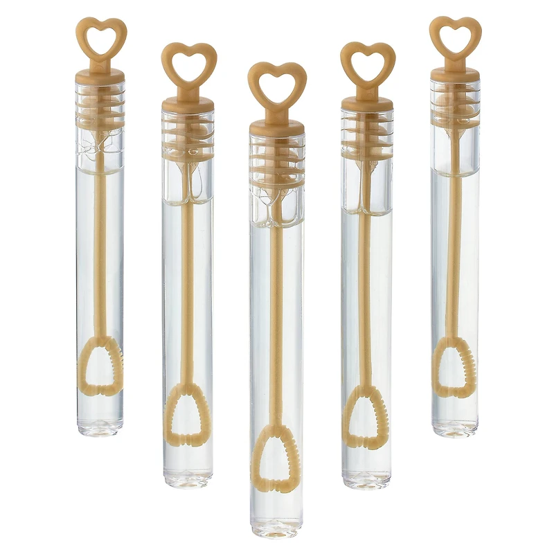 6 Packs: 100 ct. (600 total) Gold & Clear Heart Bubble Wands by Celebrate It™