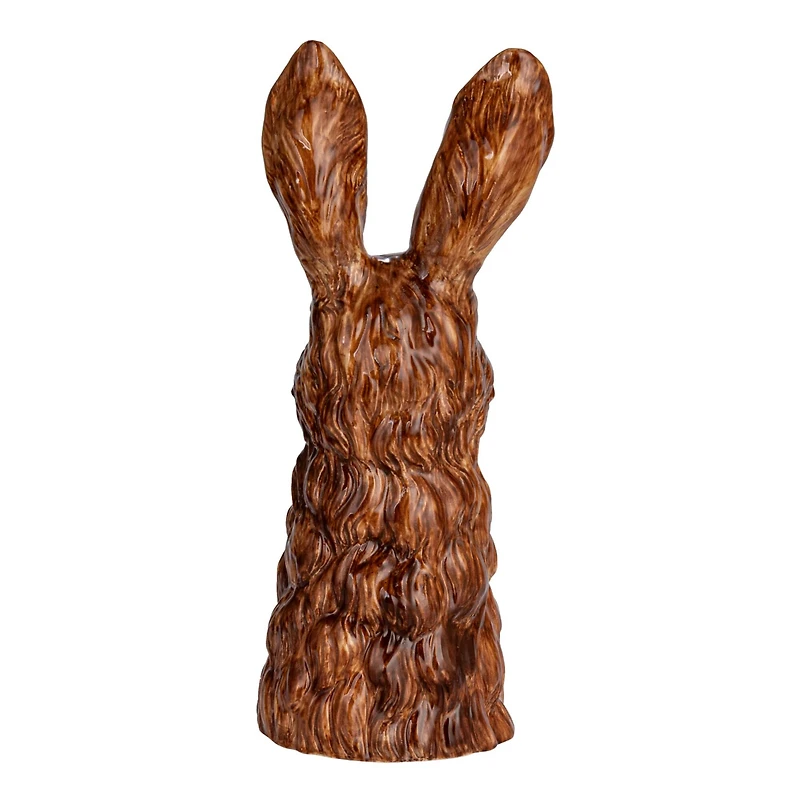 Hello Honey® 11.75" Brown & White Hand-Painted Decorative Stoneware Rabbit Vase
