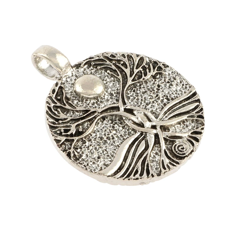 Rhodium Round Tree Roots Pendant by Bead Landing™