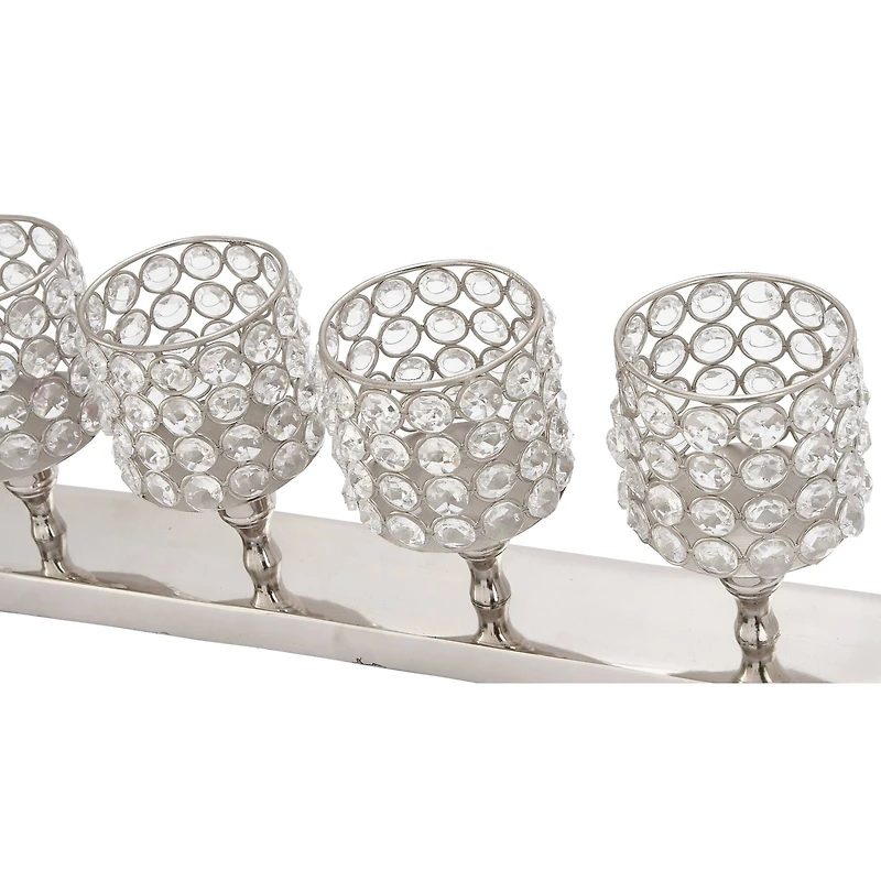 Silver Aluminum Glam Candle Holder, 6" x 21" x 3"