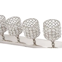 Silver Aluminum Glam Candle Holder, 6" x 21" x 3"