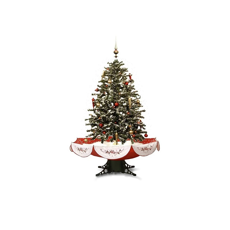 4.5ft. Pre-Lit Medium Musical Snowing Artificial Christmas Tree with Umbrella Base, Blue LED Lights