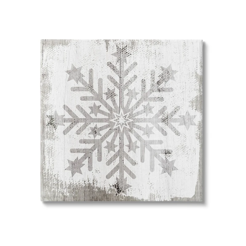 Stupell Industries Winter Snowflake Weathered Pattern Canvas Wall Art