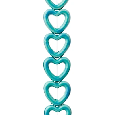 Turquoise Ceramic Heart Beads, 14mm by Bead Landing™