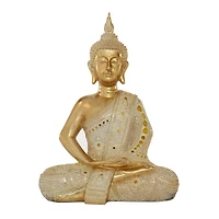 Gold Polystone Glam Sculpture, Buddha 20" x 14" x 9"