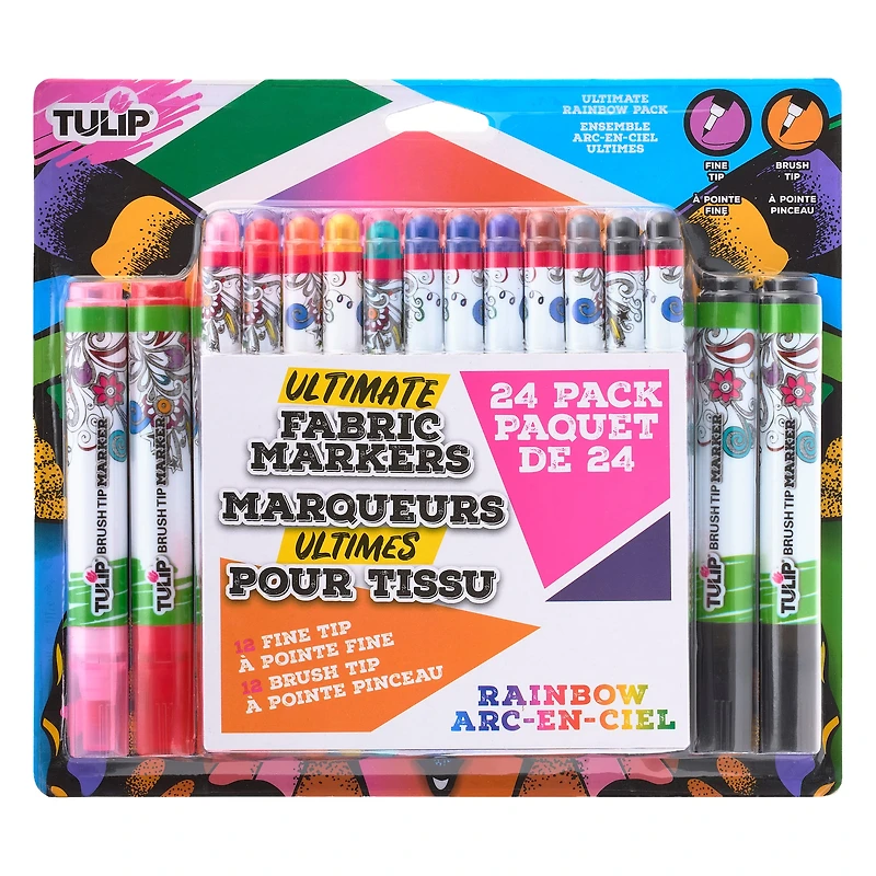 Tulip® Ultimate Fabric Markers Rainbow, 24 Pack