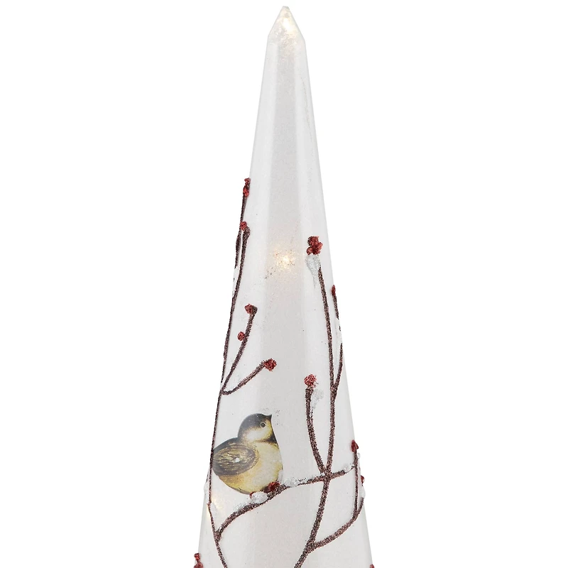 16" LED Lighted Frosted Glass Cone Christmas Tree Table Top Decoration