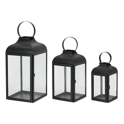Black Iron Lantern Set, 10", 12.75" & 16"
