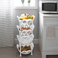 Kitchen Details White 4-Tier Large Basket Shelf