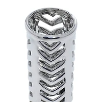 Set of 2 Silver Stoneware Glam Vase, 4" x 11"