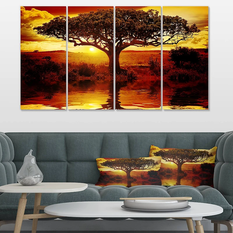 Designart - Lonely Tree in African Sunset