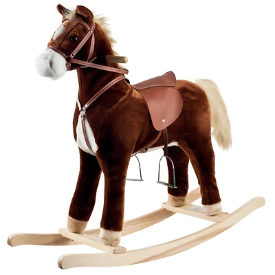 Toy Time Brown Plush Rocking Horse with Saddle