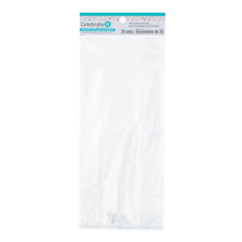 Clear Rectangle Treat Bags with Ties by Celebrate It