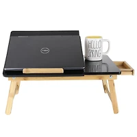 Mind Reader 21.2" Adjustable Bamboo Lap Desk Breakfast Table with Foldable Legs