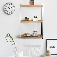 2.5ft. Wood & Metal 3 Tier Wall Mounted Shelving Unit