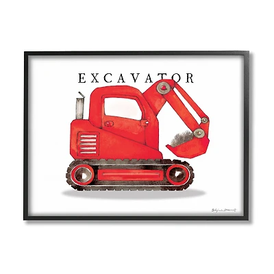 Stupell Industries Red Excavator Truck Traditional Construction Vehicle in Frame Wall Art
