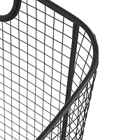 20" Black Metal Storage Basket with Curved Sides & Ring Handles