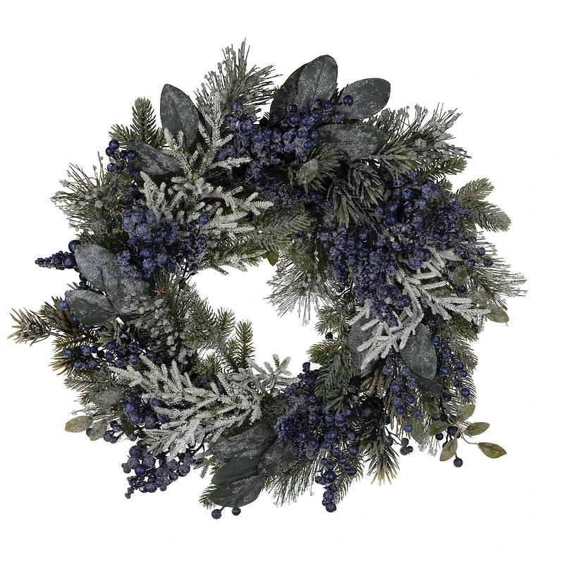24" Frosted Blueberry Pine Wreath