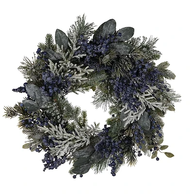 24" Frosted Blueberry Pine Wreath