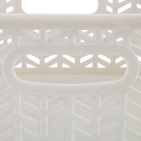 Simplify Small White Herringbone Storage Bin