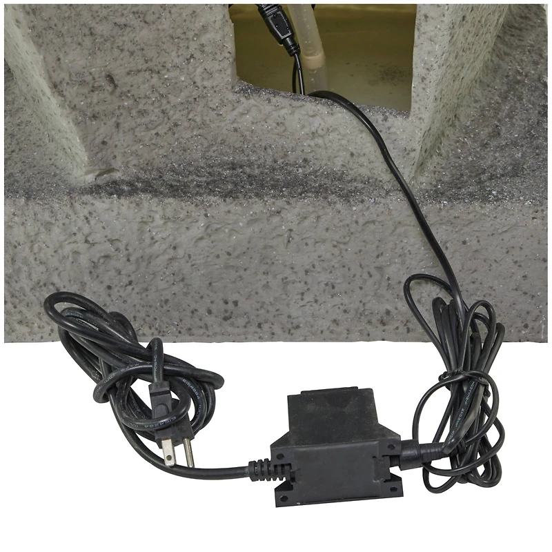 43.5" Gray Fiberglass 4-Tier Fountain with LED Light