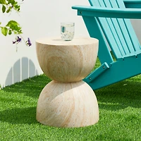 Glitzhome® 17.75" Multi-Functional Hourglass Faux Travertine Garden Stool