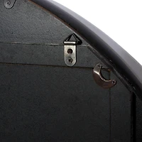 32" Brown Wood Industrial Round Wall Mirror