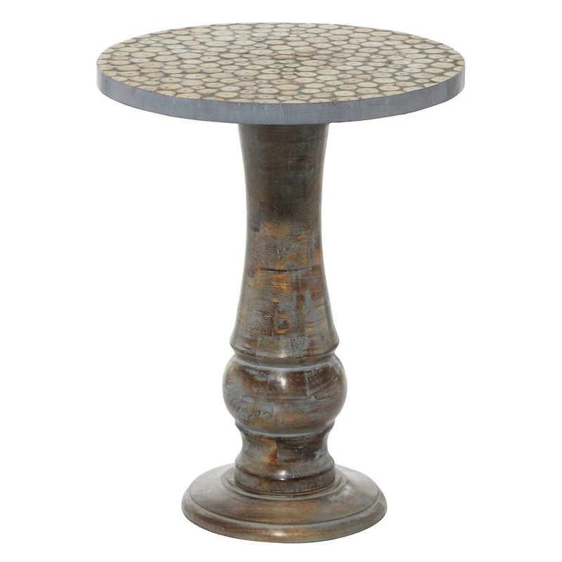 18" Gray Rustic Mango Wood Accent Table