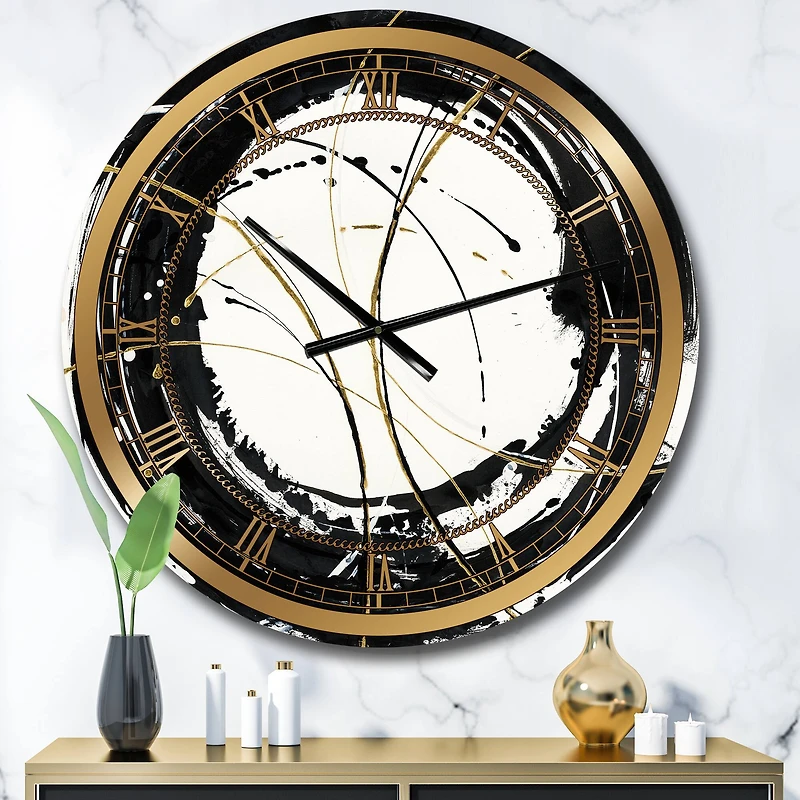 Designart 'Gold Metallic Circle Glam Wall Clock