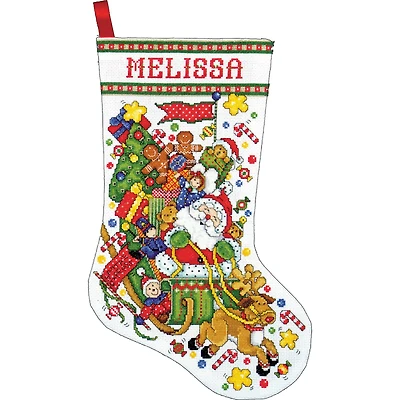 Design Works™ Santa & Sleigh Counted Cross Stitch Stocking Kit