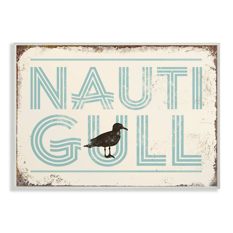 Stupell Industries Nauti Gull Funny Ocean Beach Typography Wall Plaque