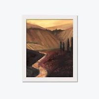 Tuscan Valley Path White Framed Print
