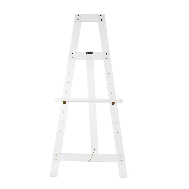 57" Clear Acrylic Plastic Adjustable 7-Tier Display Easel with Gold Metal Hardware & Chain Support